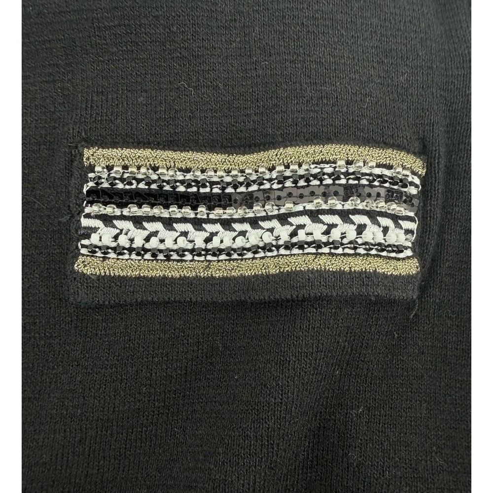 Chicos Black Beaded Sequin Trim Open Front Cardigan Sweater Gold Silver Size‎ 2 - Picture 6 of 10
